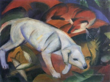 Drei Tiere expressionniste Peinture à l'huile
